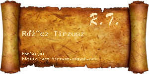 Rácz Tirzusz névjegykártya